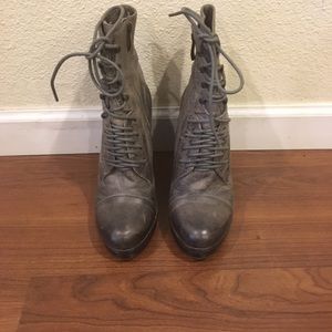 Grey Distressed Leather Boots size 8.5
